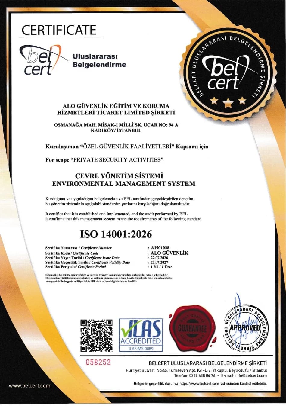 ISO 14001:2026 belgesi – belge no A1901038